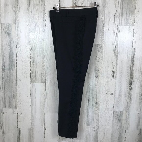 Elevenses Anthropologie Daisy Lace Tuxedo Pant ankle length black size 6 - Picture 7 of 12